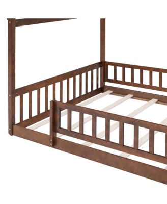 Full Size Wood House Bed Fence