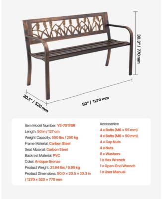 30-Inch Steel Frame Bench with Slatted Seat