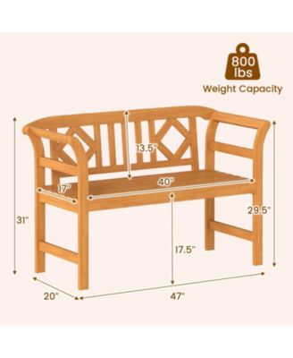 Acacia Wood 2-Seat Patio Loveseat for Outdoor Seating