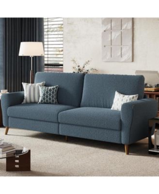 84" Sofa Couch, Modern Boucle 3-Seater with Streamlined Armrests & Wood Legs, Large Loveseat for Living Room