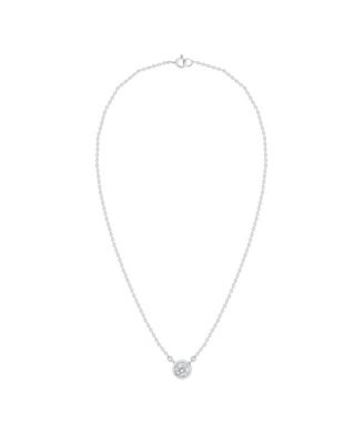 Lab-Created Diamond Bezel Solitaire Pendant Necklace (1/5 ct. t.w.) in Sterling Silver, 18" + 2" extender