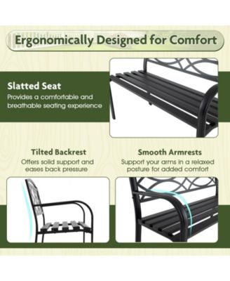 Steel Frame Outdoor Patio Bench 19-Inch