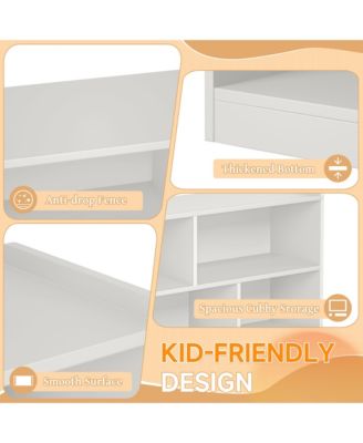 5 Cube Kids Bookcase - Wooden 2-Tier Storage Cabinet, Open Display Book Shelf for Nursery, School Classroom, Playroom