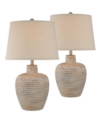 Glenn 27" Tall Urn Traditional Southwestern Table Lamps Set of 2 WiFi Smart Socket Dappled Beige Living Room Bedroom