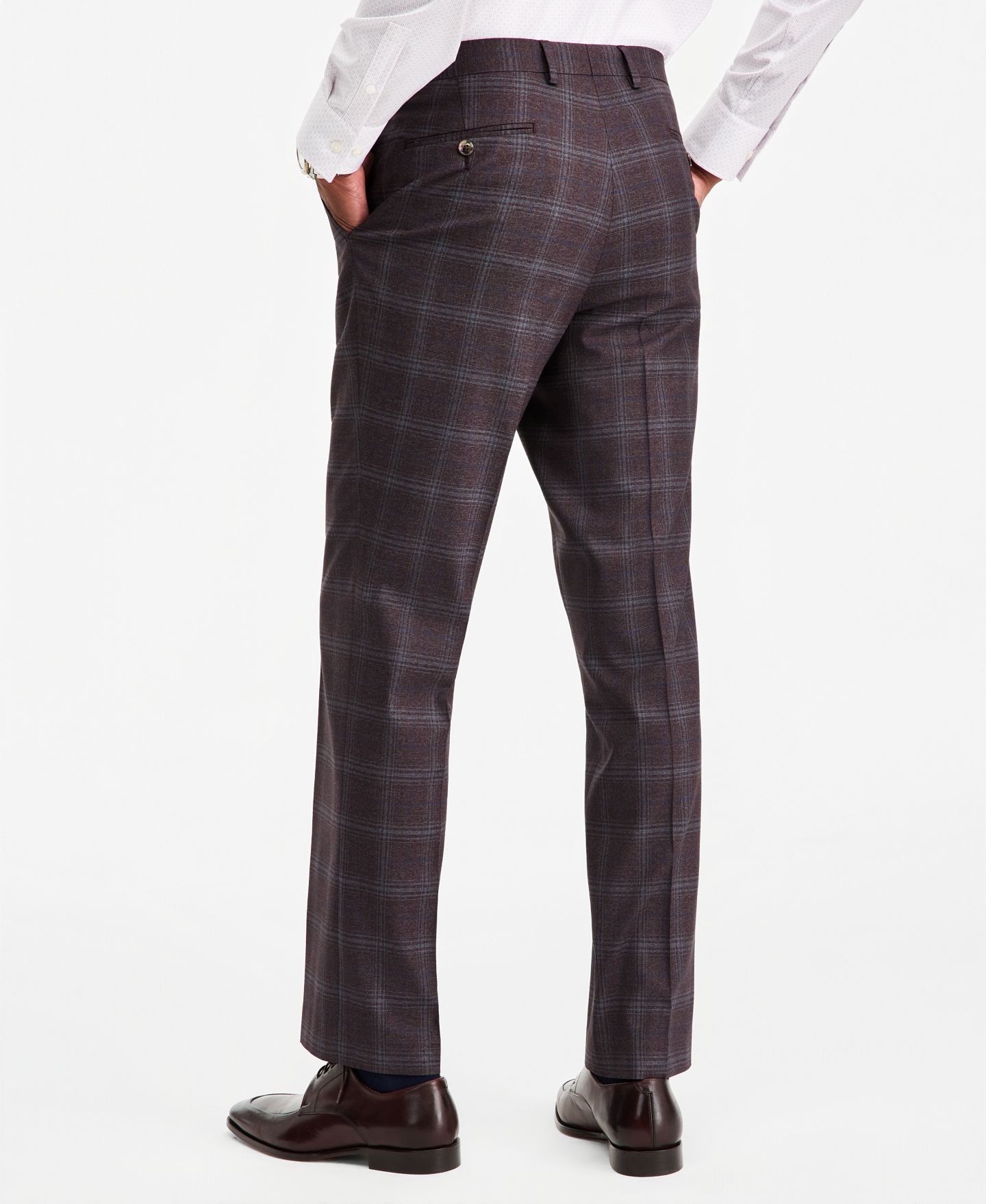 Мужские брюки Tayion Collection Classic-Fit Burgundy Plaid Suit Separate, цвет: Бордовый — фото 4