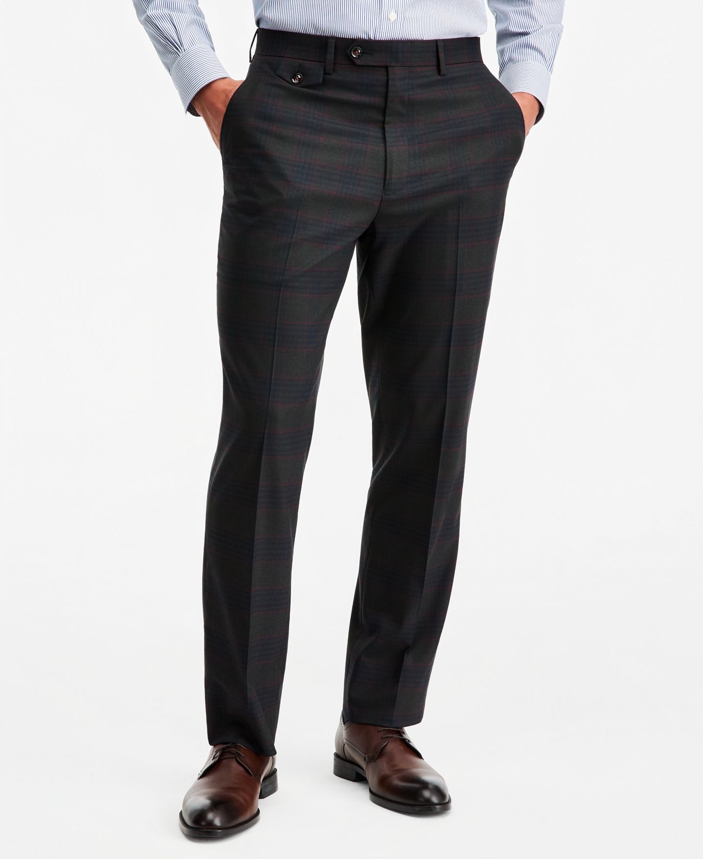 Мужские брюки Tayion Collection Classic-Fit Green Plaid Suit Separate, цвет: Оливковый красный — фото 3
