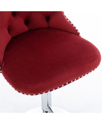 Velvet Swivel Bar Stools Set of 2, Adjustable Counter Height Chairs with Nailhead Trim and Metal Base for Kitchen Island