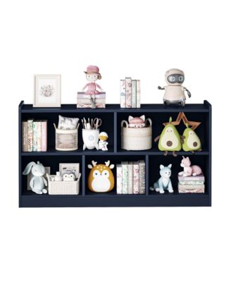 5 Cube Kids Bookcase - Wooden 2-Tier Storage Cabinet, Open Display Book Shelf for School Classroom, Playroom