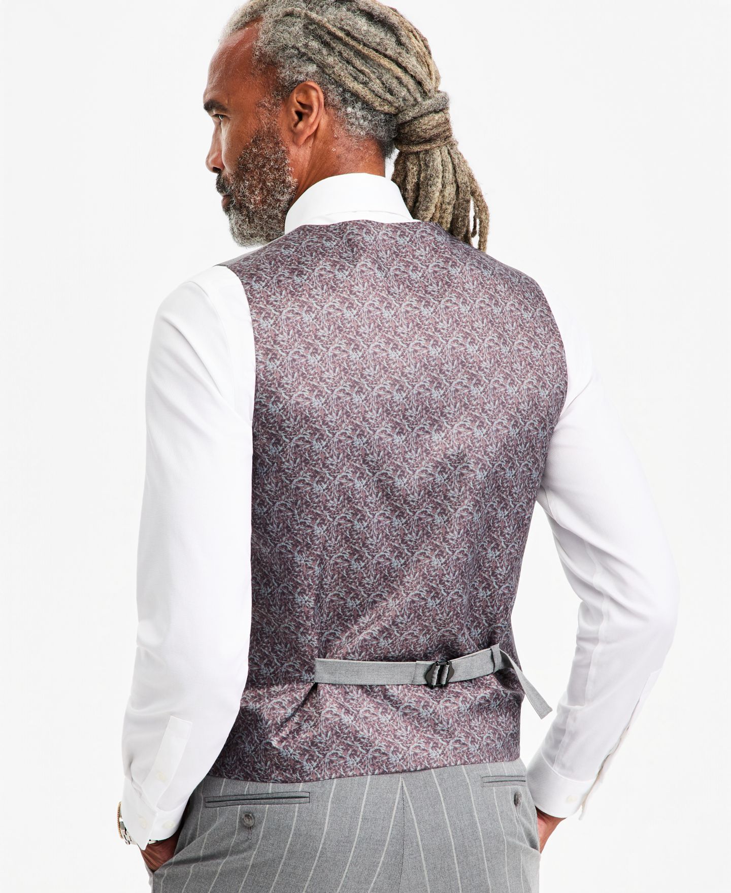 Мужской жилет Tayion Collection от серого костюма в тонкую полоску, классический крой, цвет: Серый полосатый — фото 2