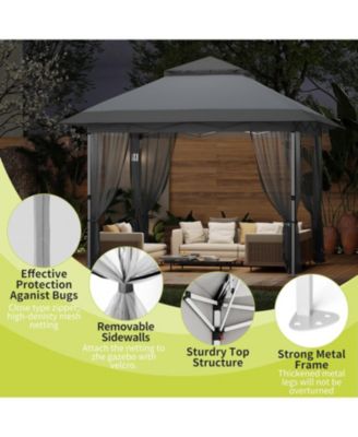 Pop Up Gazebo, 12x12 Outdoor Canopy Tent with Mosquito Netting, Pop Up Canopy Tent with Curtains