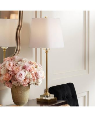 Julia 29 1/2" Tall Skinny Buffet Traditional End Table Lamp USB Dimmer Gold Finish Crystal Living Room Charging