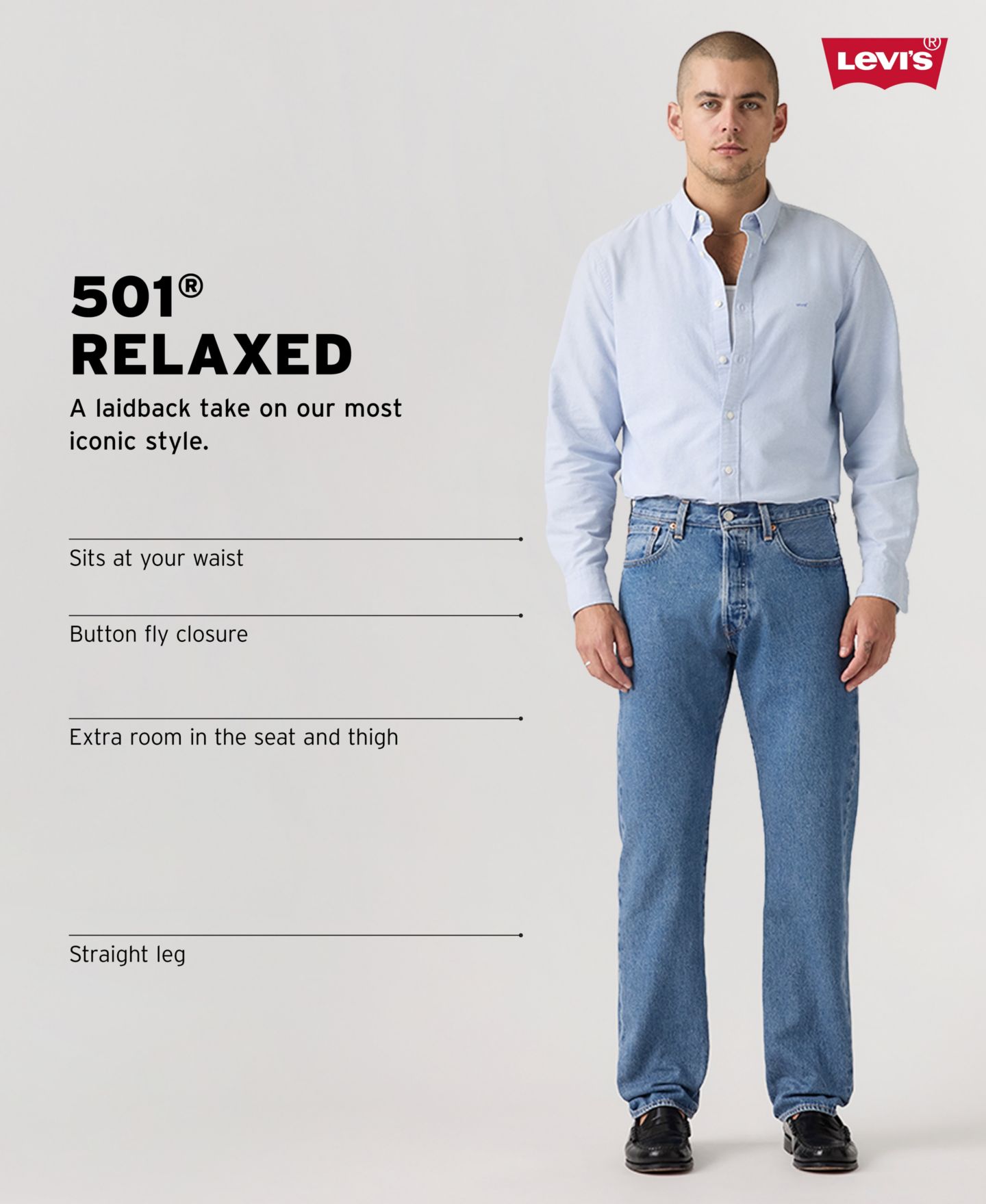 Мужские джинсы Levi's 501™ Relaxed, цвет: Driveway — фото 5
