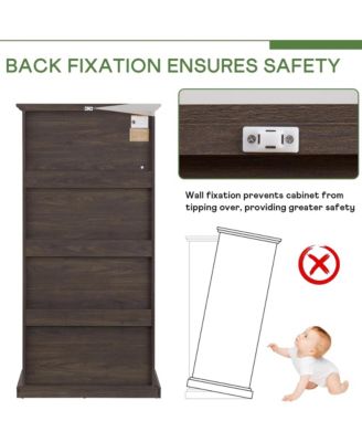 Display Cabinet with 4 Flip up Glass Doors, 4-Tier Versatile Storage Organizer, Antique Bookcase for Living Room