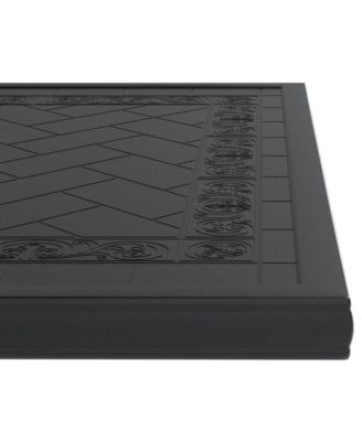 Cast Aluminum Patio Dining Table With Black Frame and Carved Texture on the Tabletop