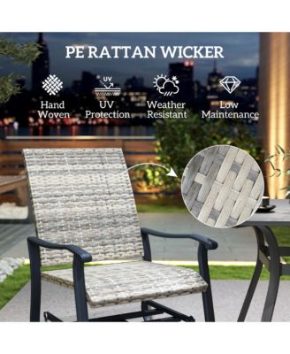 Outdoor Glider Chair Set Wicker Swivel Patio Glider