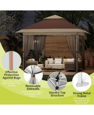Pop Up Gazebo, Outdoor Canopy Tent with Mosquito Netting, Pop Up Canopy Tent with Curtains