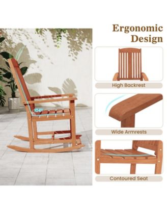 Solid Wood Porch Rocker Chair with Armrests