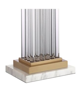 Darcia Modern Table Lamp with White Riser Tall Crystal Sheer Outer Linen Inner Shade for Bedroom Living Room Bedside