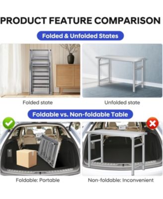 Stainless Steel Folding Table (48x24 in) - Commercial Work Table for Home, Kitchen, Restaurant, Garage, Camping, Outdoor, 520 LBS Load