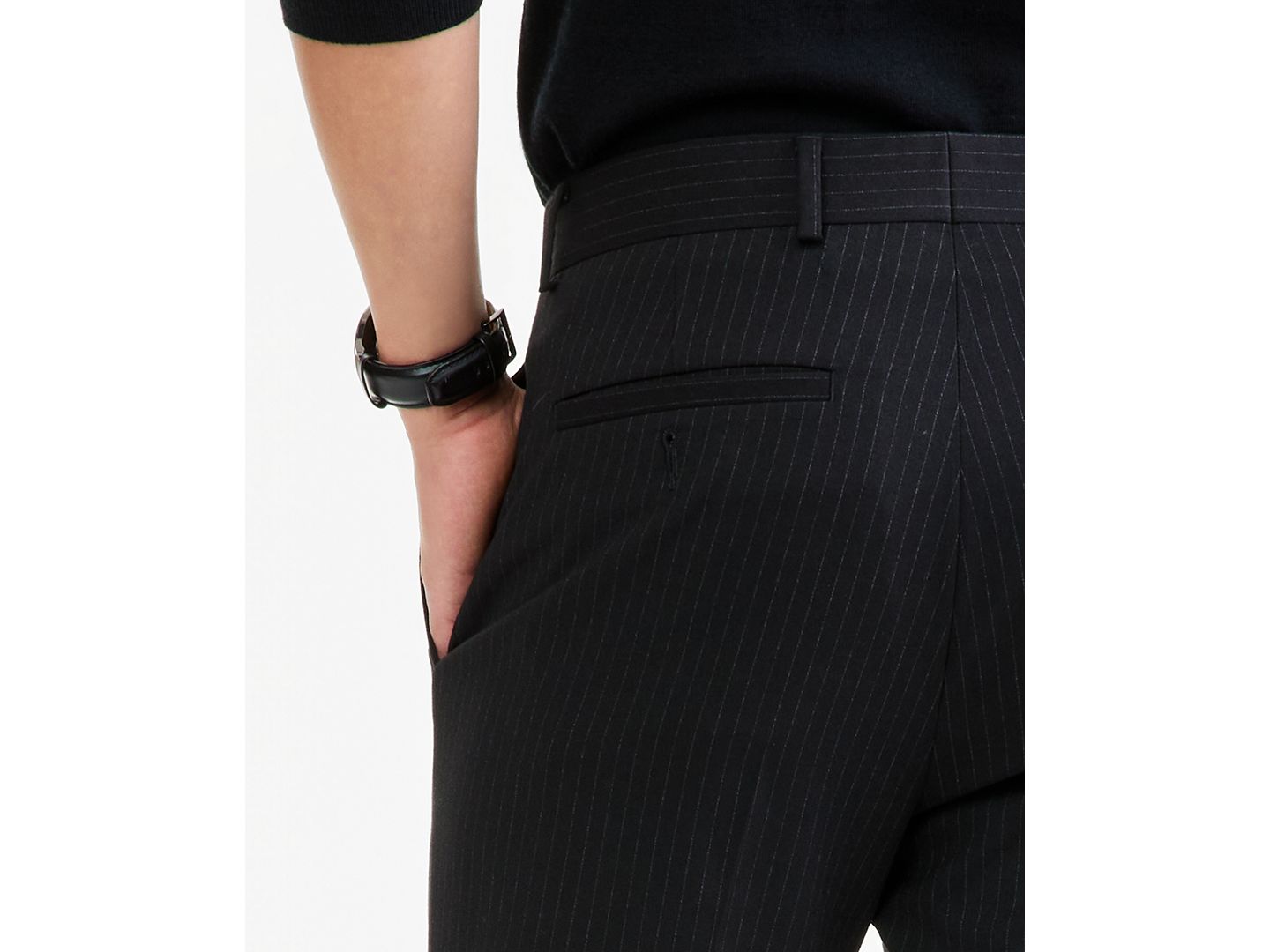 Мужские брюки Kenneth Cole Reaction Slim-Fit Black Pinstripe Techni-Cole Suit Separate, цвет: Чёрный — фото 5