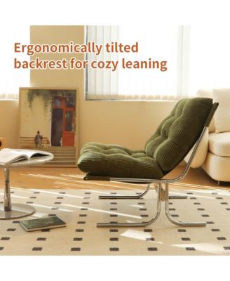 Modern Accent Chair, Upholstered Reading Chair with Metal Chrome Frame, Comfy Living Room Chair for Home Office and Bedroom