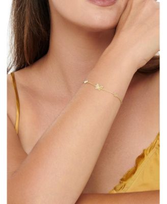 Butterfly Chain Bracelet in 14K Gold, 6.5 in adj to 7.5 in