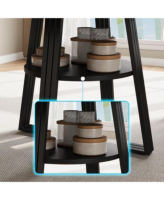 Round Dining Table for 4-6, 47.2 in Farmhouse Kitchen Table with Storage, Circle Dinner Tables for Kitchen, Dining Room, Living Room