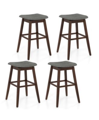 Set of 4 Swivel Bar Stools 30'' Bar Chairs w/ Padded Contoured Seat and Footrest