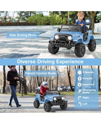 12V Kids Ride on Truck Car with Remote Control Threaded Wheels and 3 Speeds