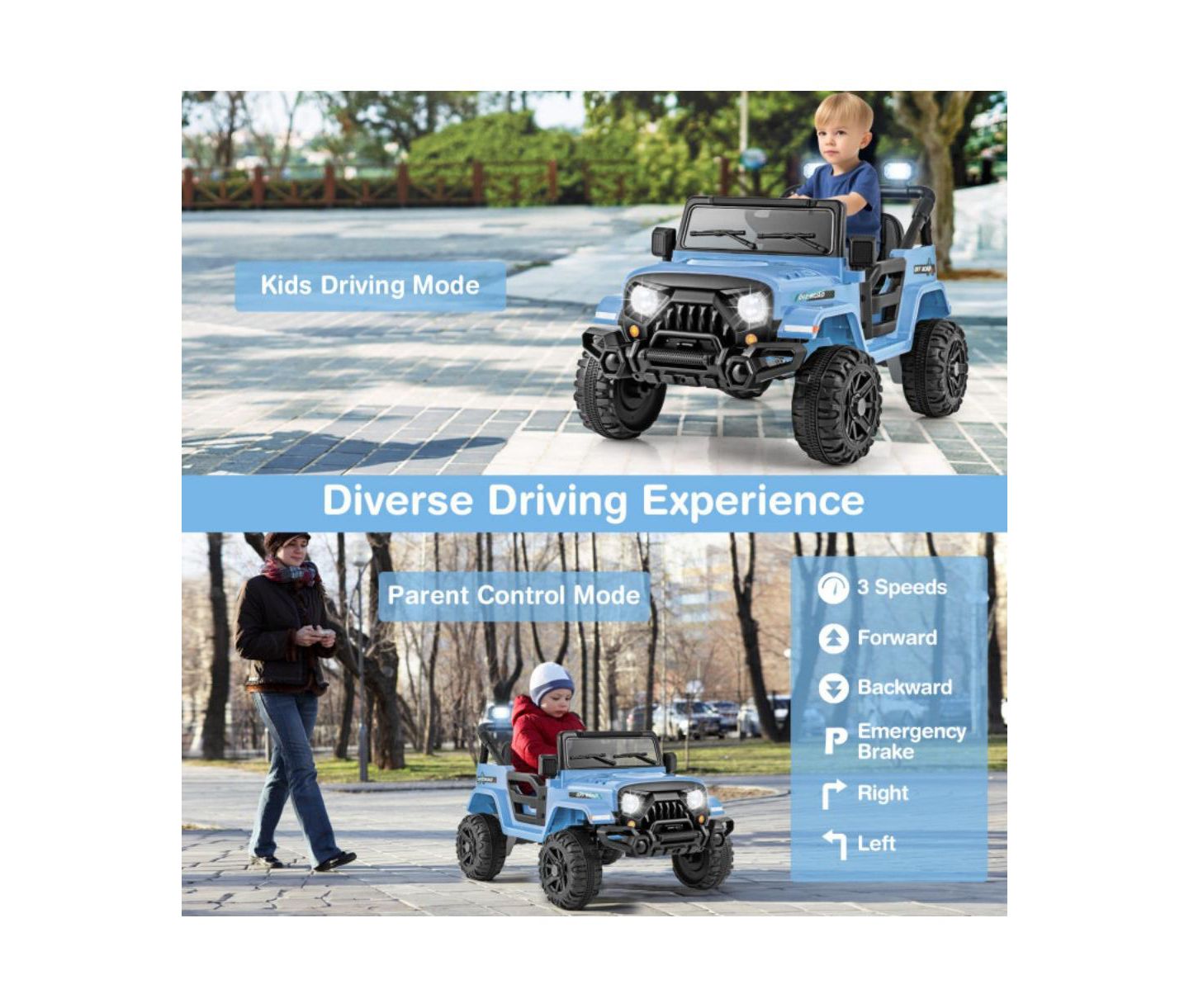 Детская игрушка HONGGE 12V Kids Ride-On Truck with Remote Control and Treaded Wheels, Ages 3-6, цвет: Тёмно-синий — фото 7