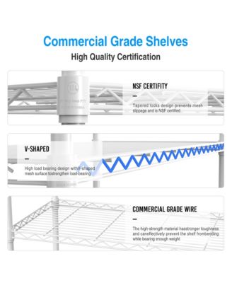 3 Tier Wire Shelving Unit, Heavy Duty Metal Rack, Adjustable Shelves Organizer Rack with Shelf Liners, 1050 LBS Capacity for Garage - White