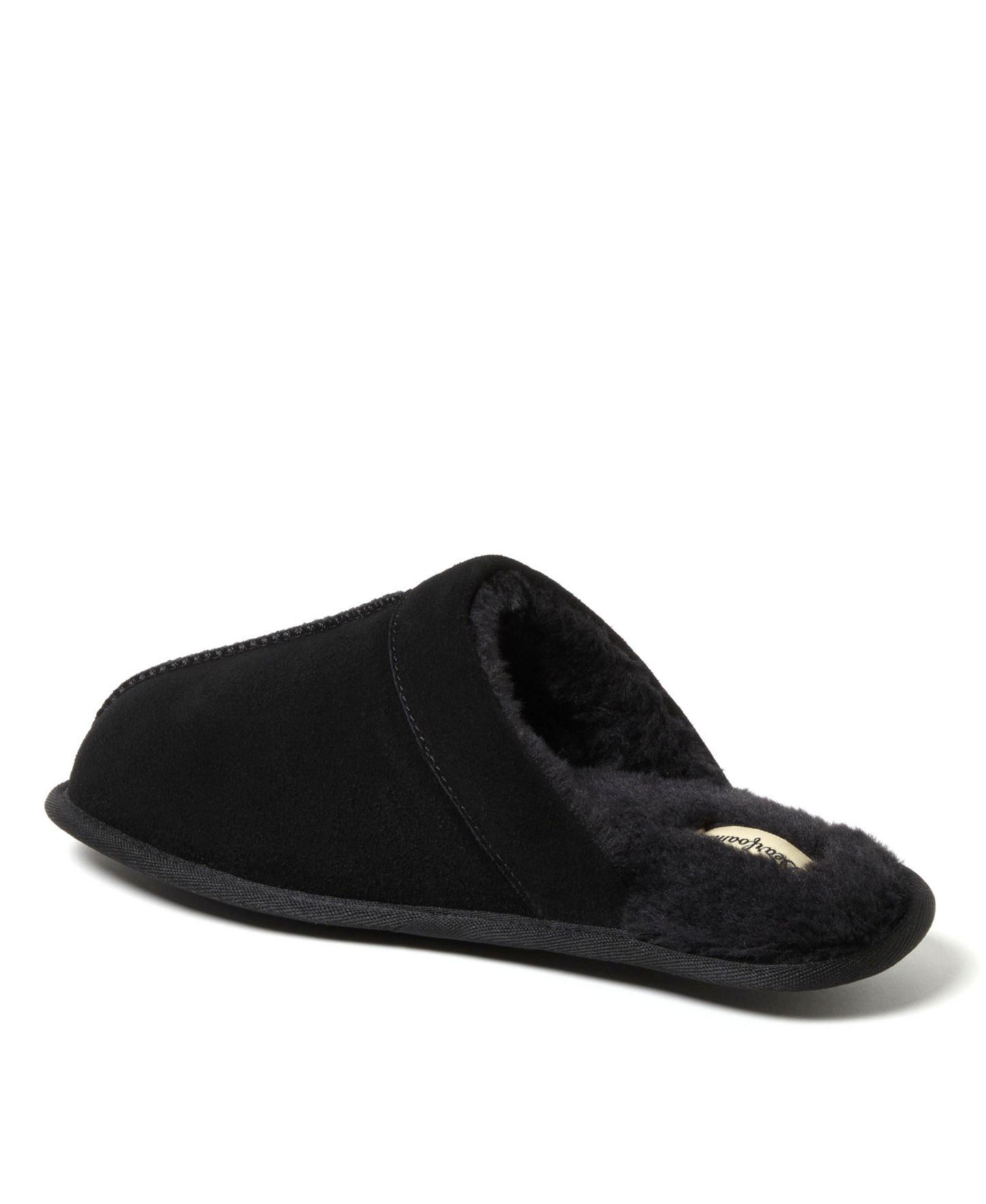 Мужские тапочки Dearfoams Kirk Genuine Suede Scuff House Slipper, цвет: Чёрный — фото 6