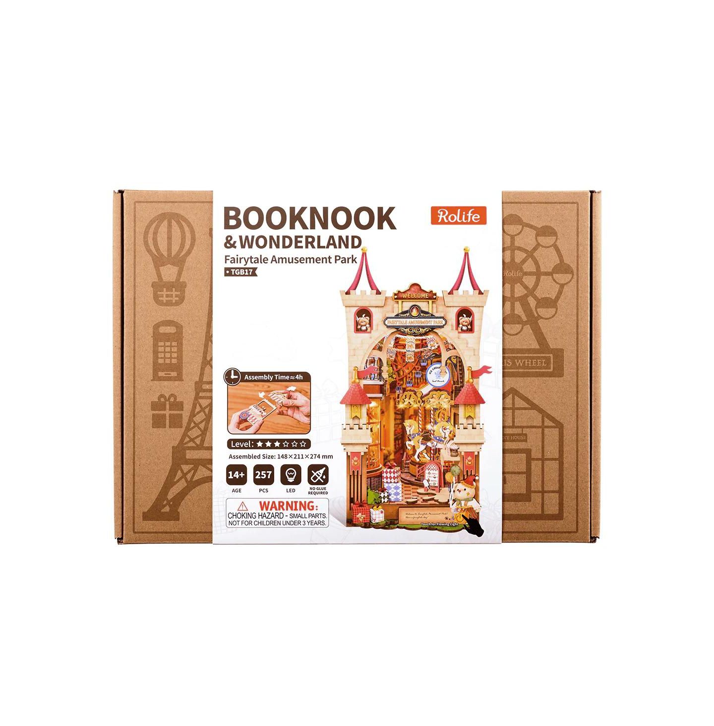 Детские конструкторы Flash Popup Fairytale Amusement Park 257-Piece 3D Wood LED-Lit Book Nook Puzzle, Ages 14+ — фото 5