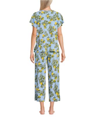 Women's Cooling Pajama Set - Short Sleeve Top and Crop Pants