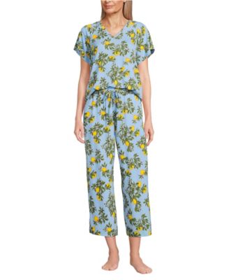 Women's Cooling Pajama Set - Short Sleeve Top and Crop Pants