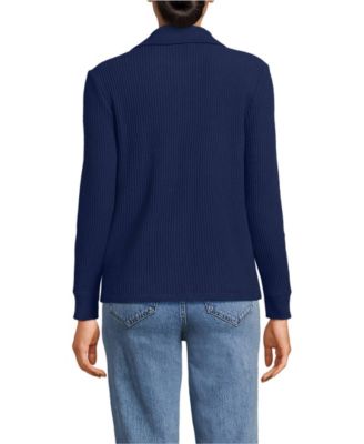 Women's Long Sleeve Waffle Collared Shacket