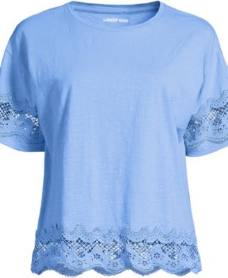Women's Short Sleeve Slub Jersey Cutwork T-Shirt