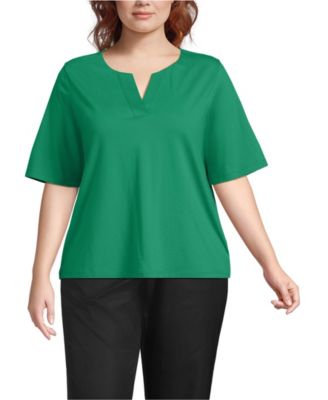 Plus Size Supima Jersey Half Sleeve Splitneck Shirt