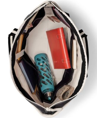 Large 5 Pocket Zip Top Long Handle Canvas Tote Bag