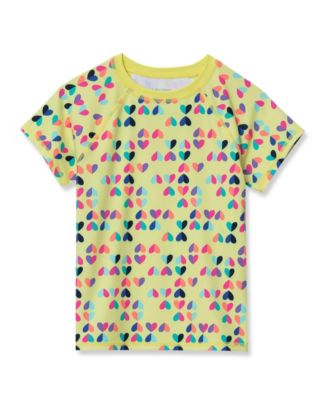 Girls Chlorine Resistant Short Sleeve Crew Neck Swim Rash Guard