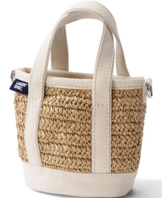 Mini Raffia Open Top Canvas Tote Bag