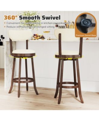 30.5'' Bar Height Chairs Set of 4 Swivel High Barstool w/ Padded Seat and Backrest