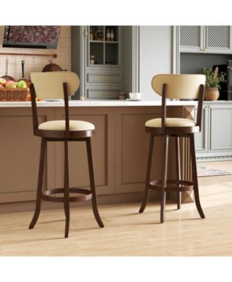 30.5'' Bar Height Chairs Set of 2 Swivel High Barstool w/ Padded Seat and Backrest
