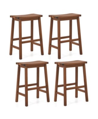 Saddle-Seat Counter Height Stools Set of 4 Backless Barstools w/ Curved Seat