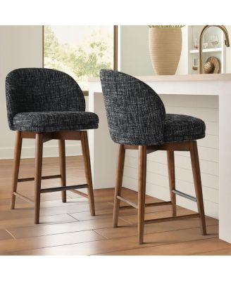 25.5" Swivel Counter Height Stools with Solid Wood Legs Set of 2