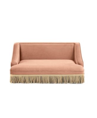 Zeus and Ruta Princess Style Pet Bed Sofa Medium Size With Fringe Skirt Performance Velvet