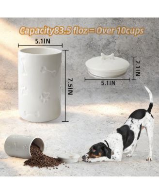 Ceramic Pet Treat Jar Airtight Large Food Storage Farmhouse Style with Lid