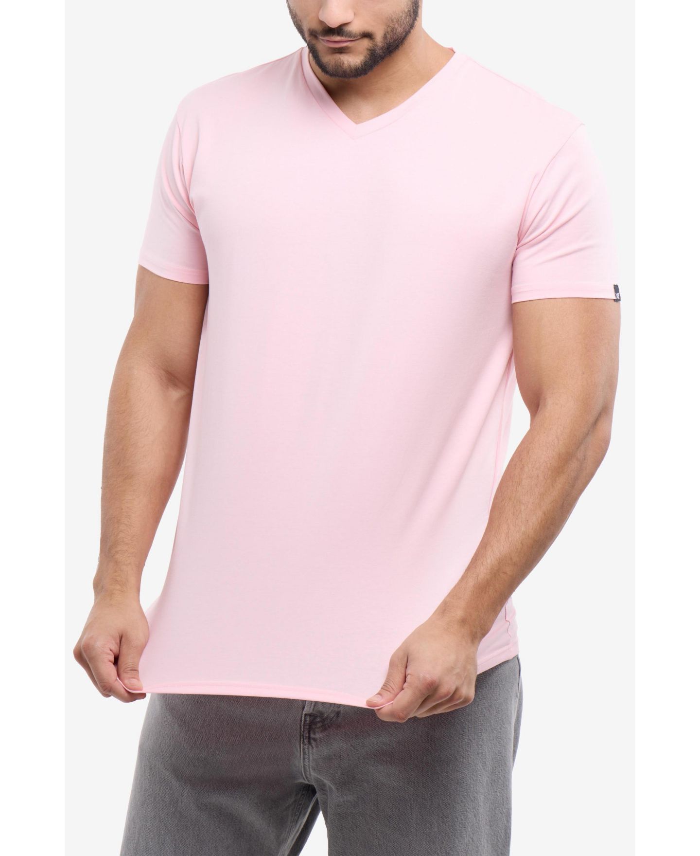 Мужская футболка XRAY Basic V-Neck Short Sleeve, цвет: Розовый — фото 4