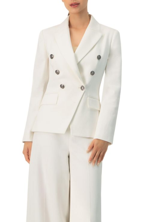 Женский пиджак Ivonne Double-Breasted Blazer with Flap Pockets, цвет: Белый