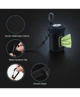 Dog Poop Bag Holder For Leash Nylon Oxford Dispenser With Carabiner Clip